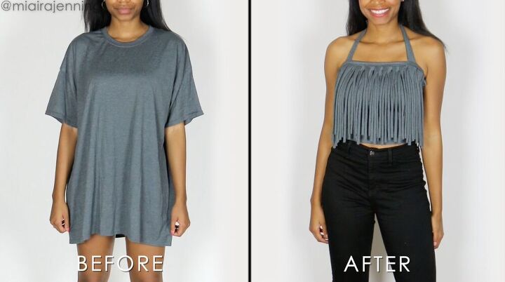 diy fringe halter top from a t shirt easy sewing