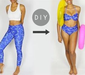 DIY High Waisted Bikini Swimsuit Out of Leggings (Easy Sewing!)