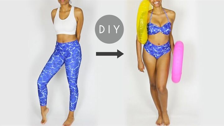 diy high waisted bikini swimsuit out of leggings easy sewing