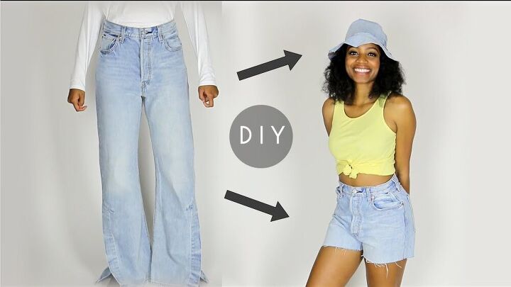 diy denim bucket hat shorts set from old jeans beginners sewing