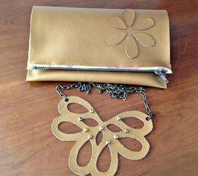 No Sew Zippered Leather Clutch & Necklace DIY