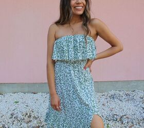 Strapless Maxi Dress Under $40: Green Floral Print
