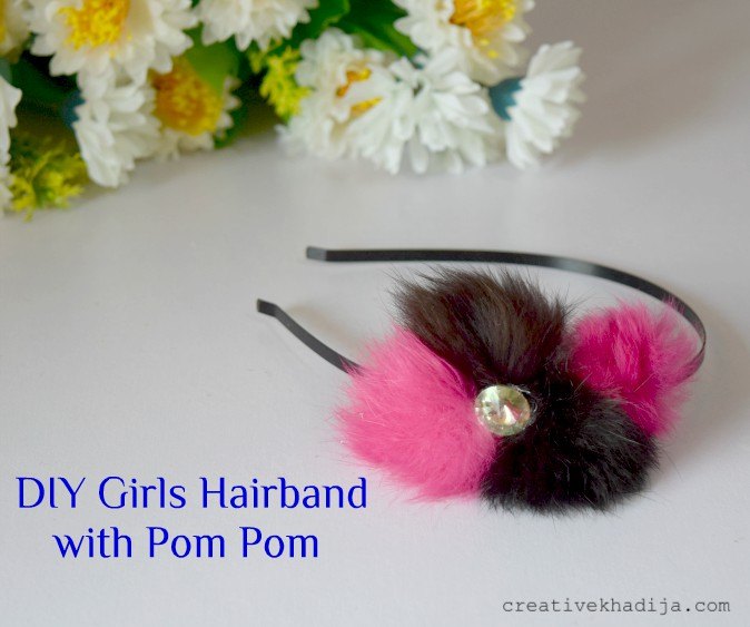 how to design girls hairband with pom poms