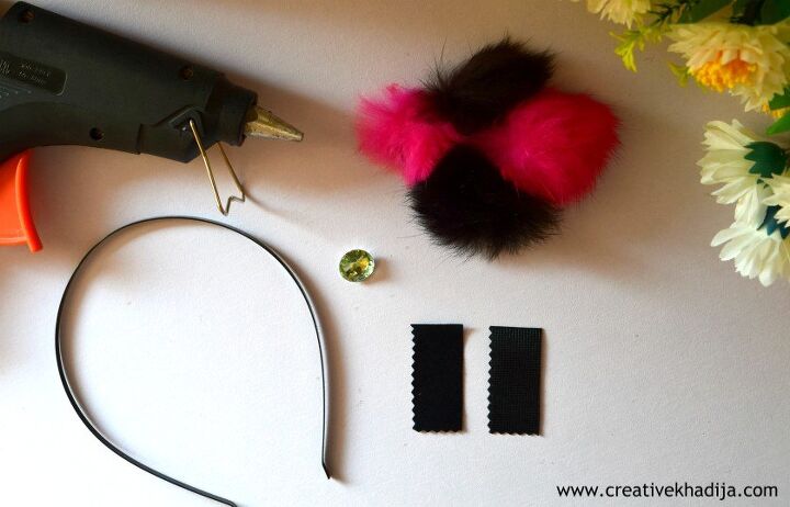 how to design girls hairband with pom poms