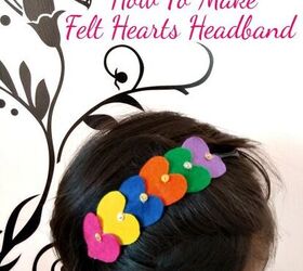 how to design girls hairband with pom poms, Best Felt Hearts Headband Tutorial in 5 Minutes