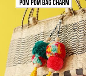 pom pom craft pompom bag charm key ring