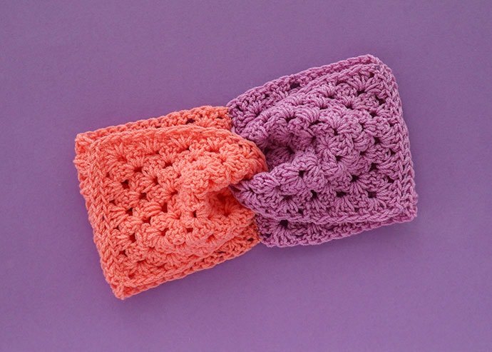 colour blocked granny square headband