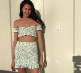 make this exquisite ruffle skirt crop top from upcycled fabric