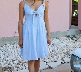summer outfit idea tie front v neck dress under 35