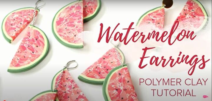 polymer clay watermelon earrings diy