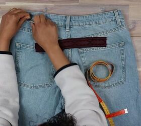 taking in jeans at the waist how to make a pants waist smaller hack, How to take in jeans at the waist