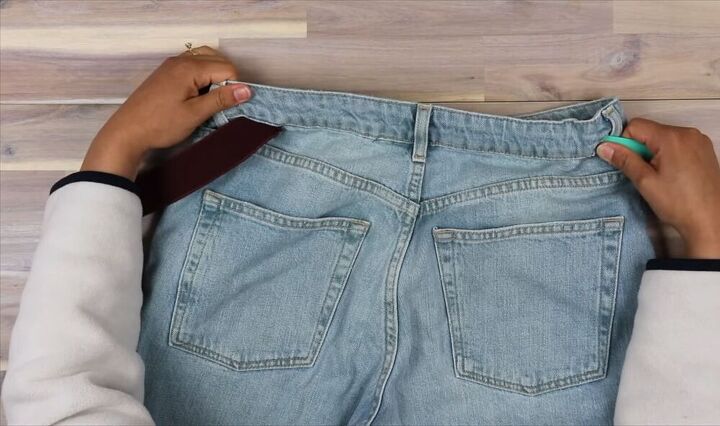 taking in jeans at the waist how to make a pants waist smaller hack, How to make pants waist smaller hack