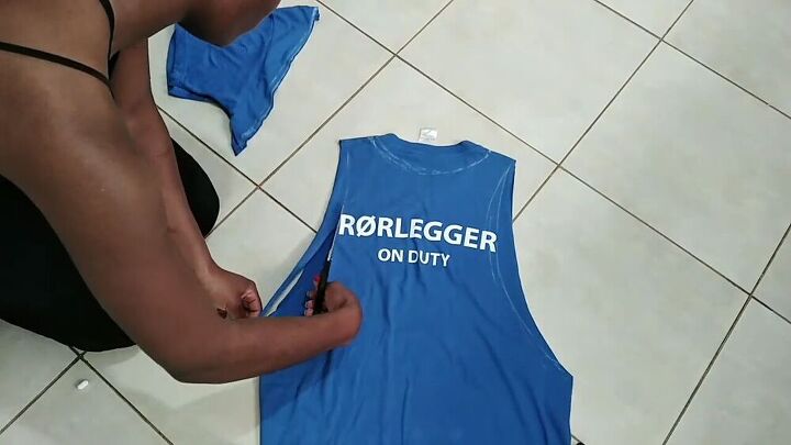 how to make a stringer shirt or gym tank from an old t shirt, How to cut a shirt into a stringer