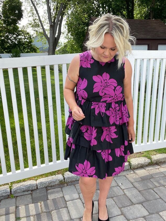 summer event dress options on a budget, Purple floral dress