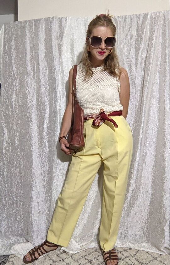four ways to style vintage yellow trousers