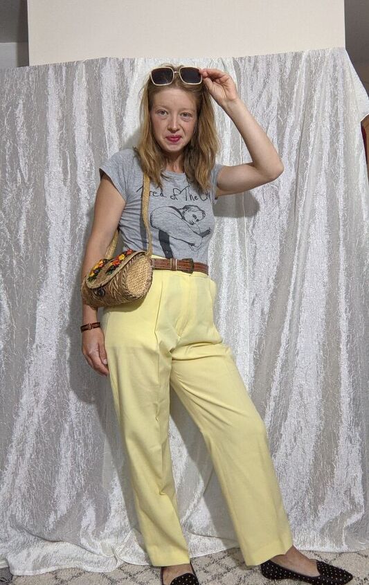 four ways to style vintage yellow trousers