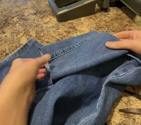 the easy way to update old jeans into cropped ankle jeans