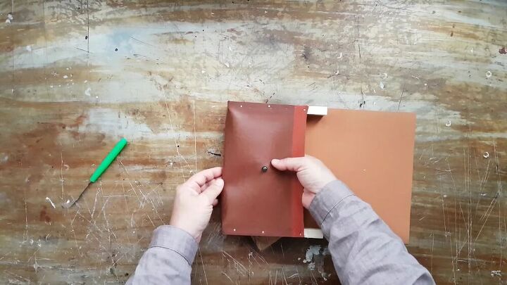 make this beautiful diy leather handbag with wooden sides