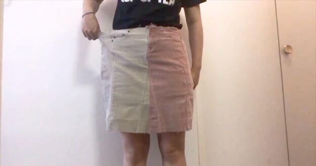 two tone diy jean skirt