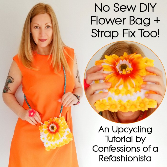 no sew diy flower bag strap fix too