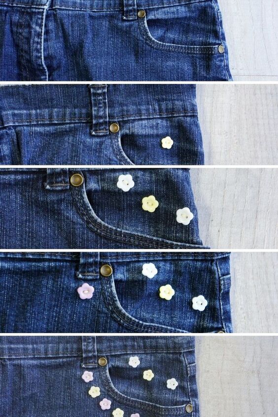 upstyle your old jeans with buttons