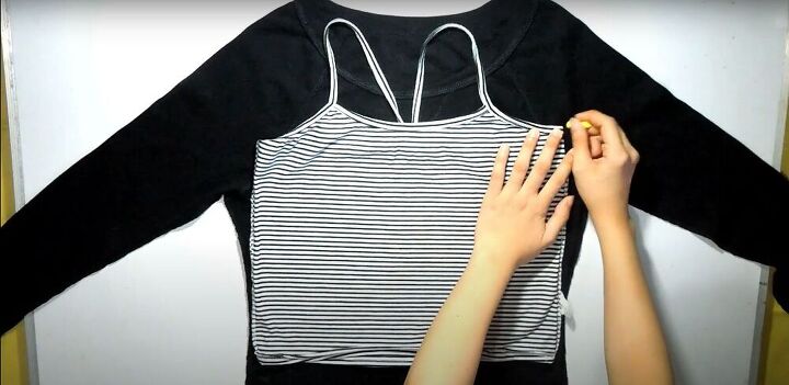 how to make 2 different diy crop tops out of 1 old shirt, Making the DIY crop top pattern
