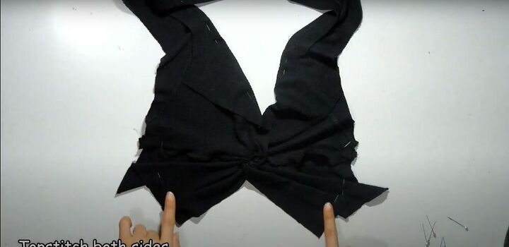 how to make 2 different diy crop tops out of 1 old shirt, Pinning the shirt ready to sew