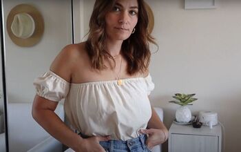 Looking For an Easy T-Shirt Thrift Flip? Make This Off-Shoulder Top