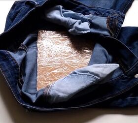 Stick a piece of cardboard in your jeans for this really fun revamp