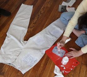 groovy bleach jeans and funky picture pants, DIY pants tutorial