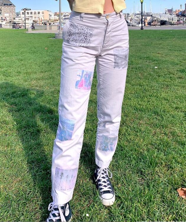 groovy bleach jeans and funky picture pants