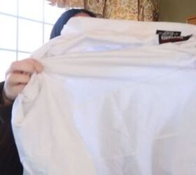 white shirt dress thrift flip tutorial, DIY white shirt dress
