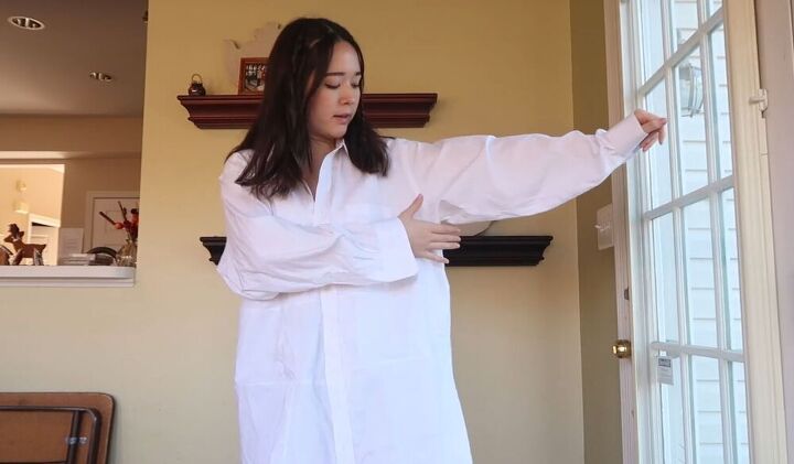 white shirt dress thrift flip tutorial, Sew a white shirt dress