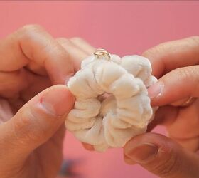 easy sewing tutorial scrunchie earrings diy, Scrunchie earrings DIY progress shot