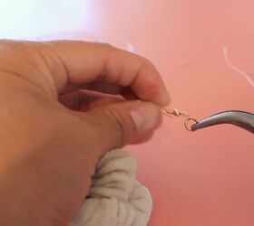 easy sewing tutorial scrunchie earrings diy, Adding the fish hook