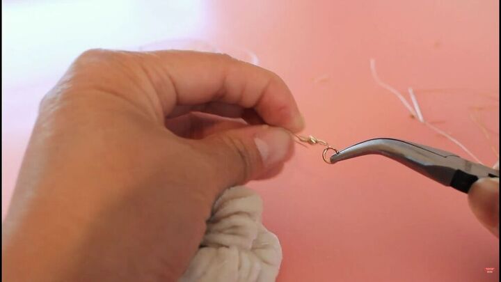 easy sewing tutorial scrunchie earrings diy, Adding the fish hook