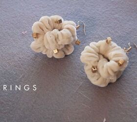 easy sewing tutorial scrunchie earrings diy, Completed scrunchie earrings DIY