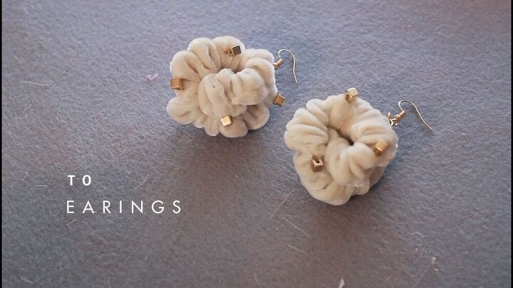 easy sewing tutorial scrunchie earrings diy, Completed scrunchie earrings DIY