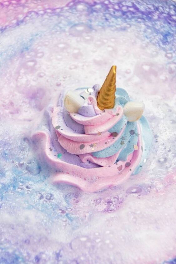 diy unicorn cupcake bath bombs with whipped soap frosting