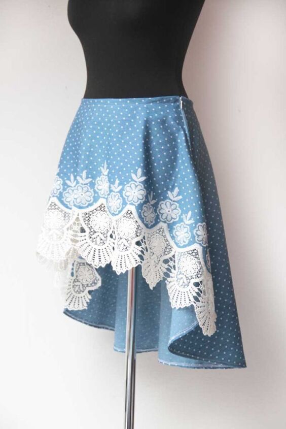 how to sew women s high low skirt lace, HANDMADE HIGH LOW SKIRT WITH RICH LACE