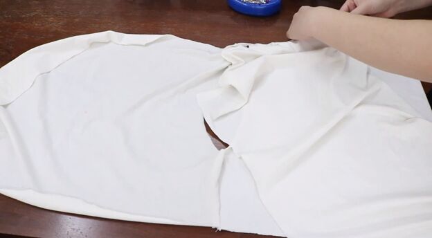 diy balloon sleeves how to make a cute balloon sleeve blouse, Opening up the fabric