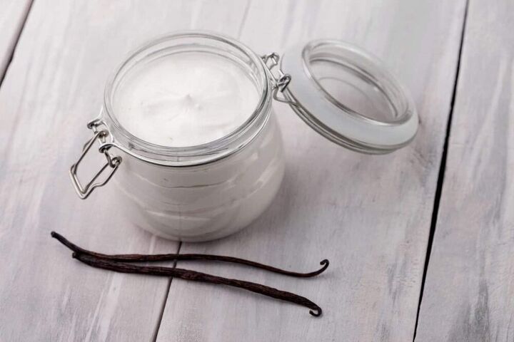 how to make vanilla latte whipped body butter for glowing skin, Handmade DIY natural body butter with coconut oil almond oil and shea cocoa and vanilla butter