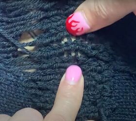 how to use the swiss darning stitch to flawlessly repair knit holes, Swiss darning stitch