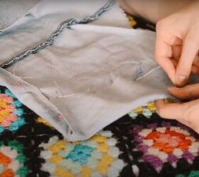 upcycle jeans to make a pretty romantic sunflower top, Upcycle jeans DIY