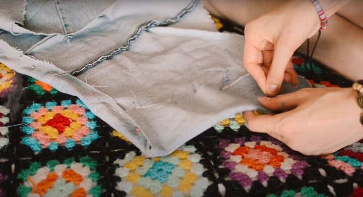 upcycle jeans to make a pretty romantic sunflower top, Upcycle jeans DIY
