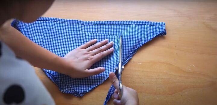 this cute diy crop top and skirt set was an enormous shirt, Cutting out the pentagon shapes