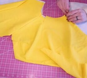 how to make a cropped rash guard with long sleeves, Pinning the fabric together