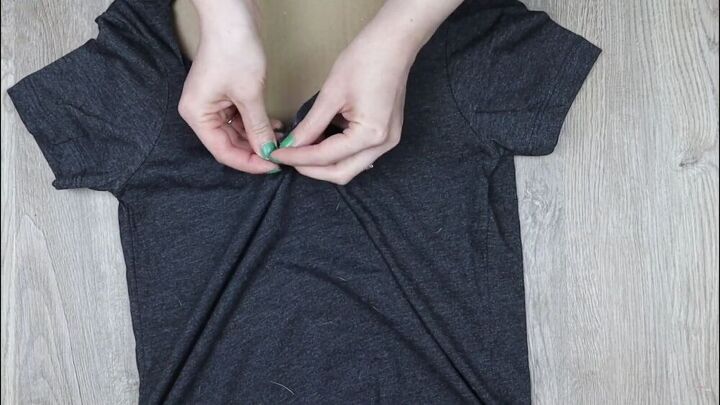 2 easy t shirt neckline cutting ideas to make intricate v necks, Tie the ends together to secure