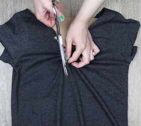 2 easy t shirt neckline cutting ideas to make intricate v necks, Cutting and tying the ends