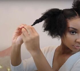 4 really quick easy natural hairstyles plus 1 that s extra, Twist hair into buns